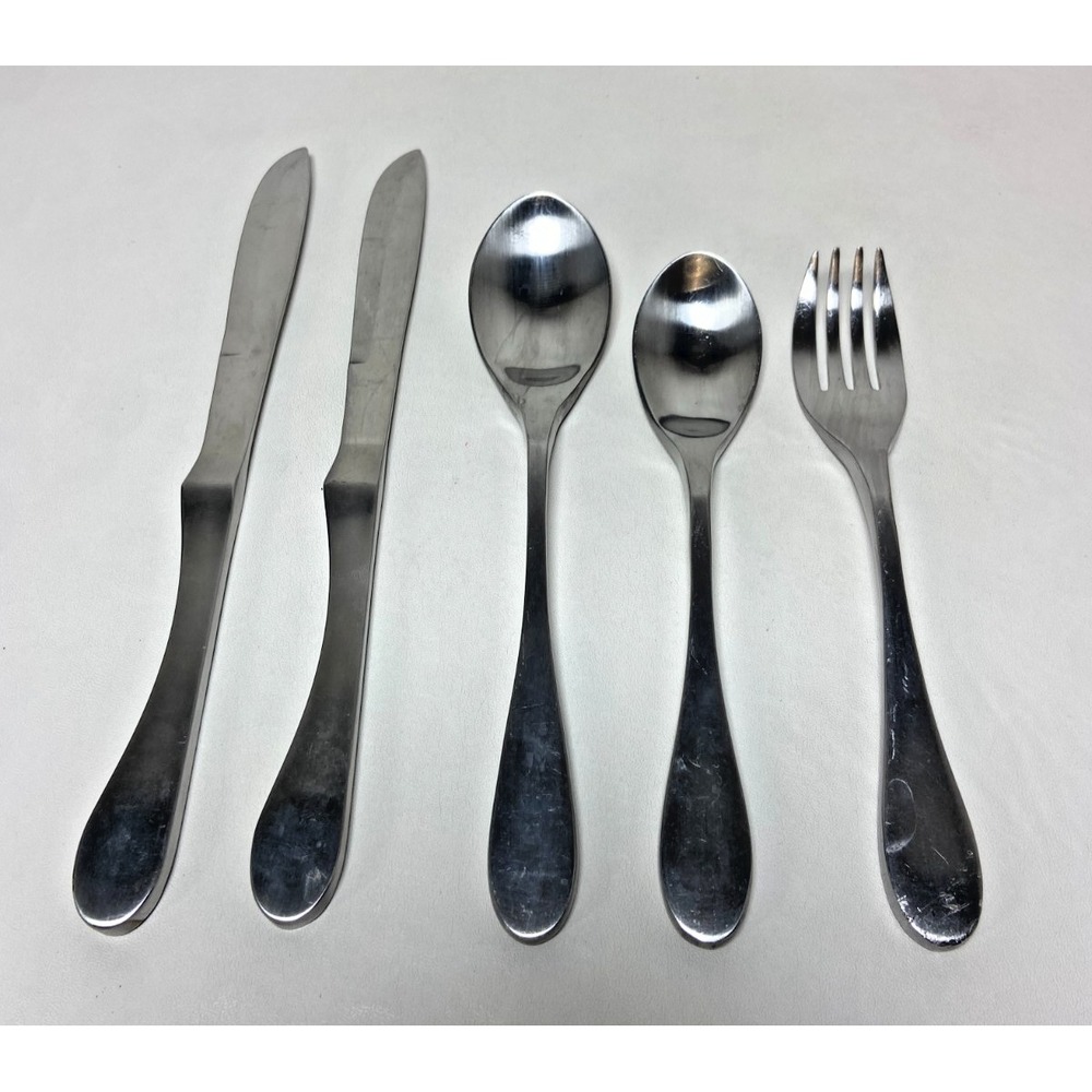 Knork Replacement Flatware (5 Piece) Matte Silver‎ Butter Fork Knives Soup Spoon